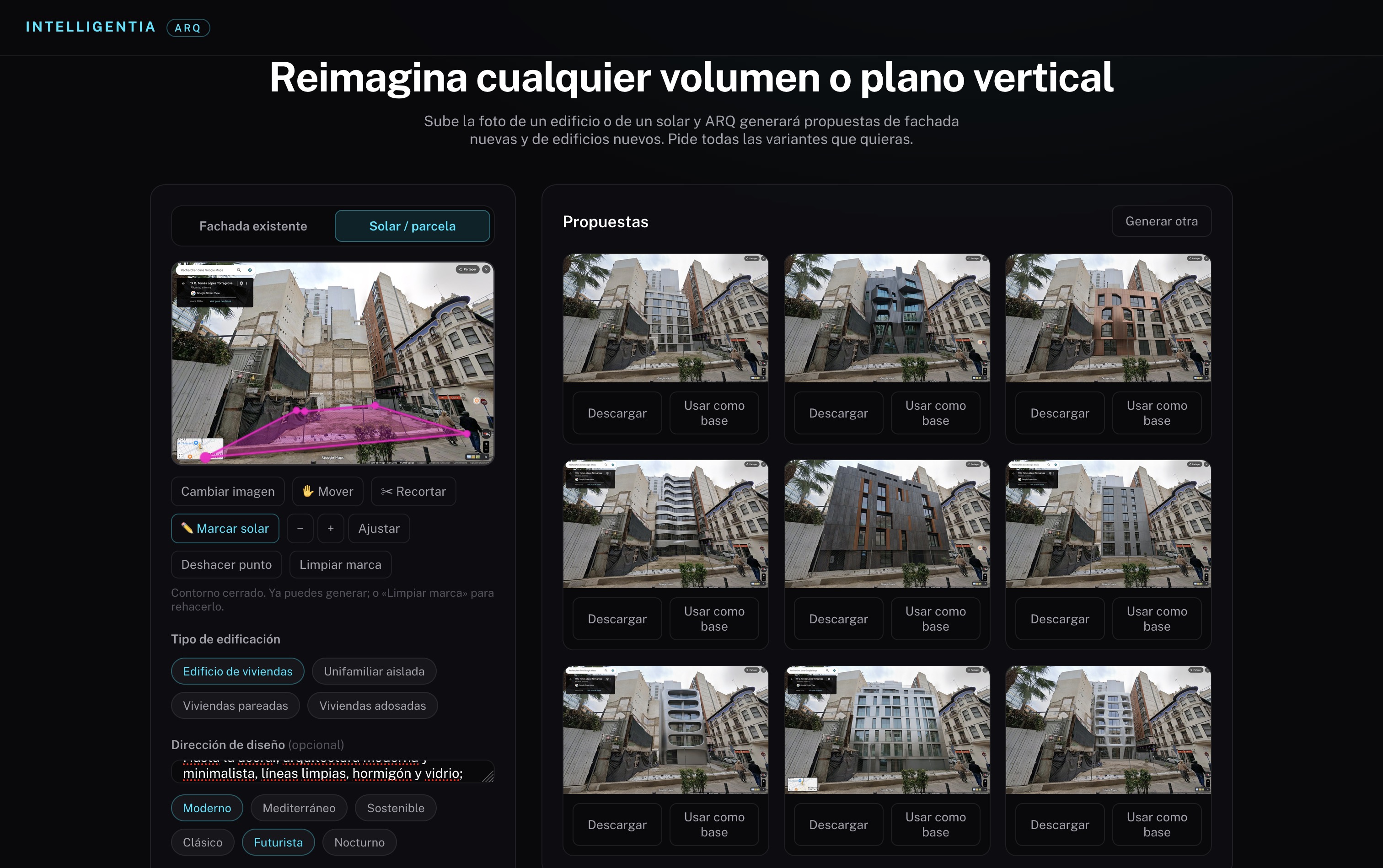 INTELLIGENTIA ARQ — AI facade and plot generator